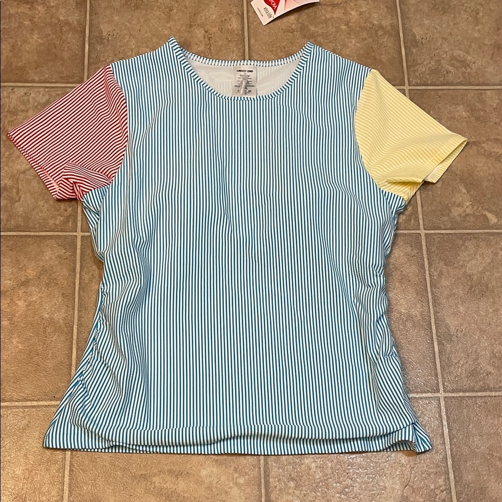 Lands' End Multicolor Striped bathing suit top size 10